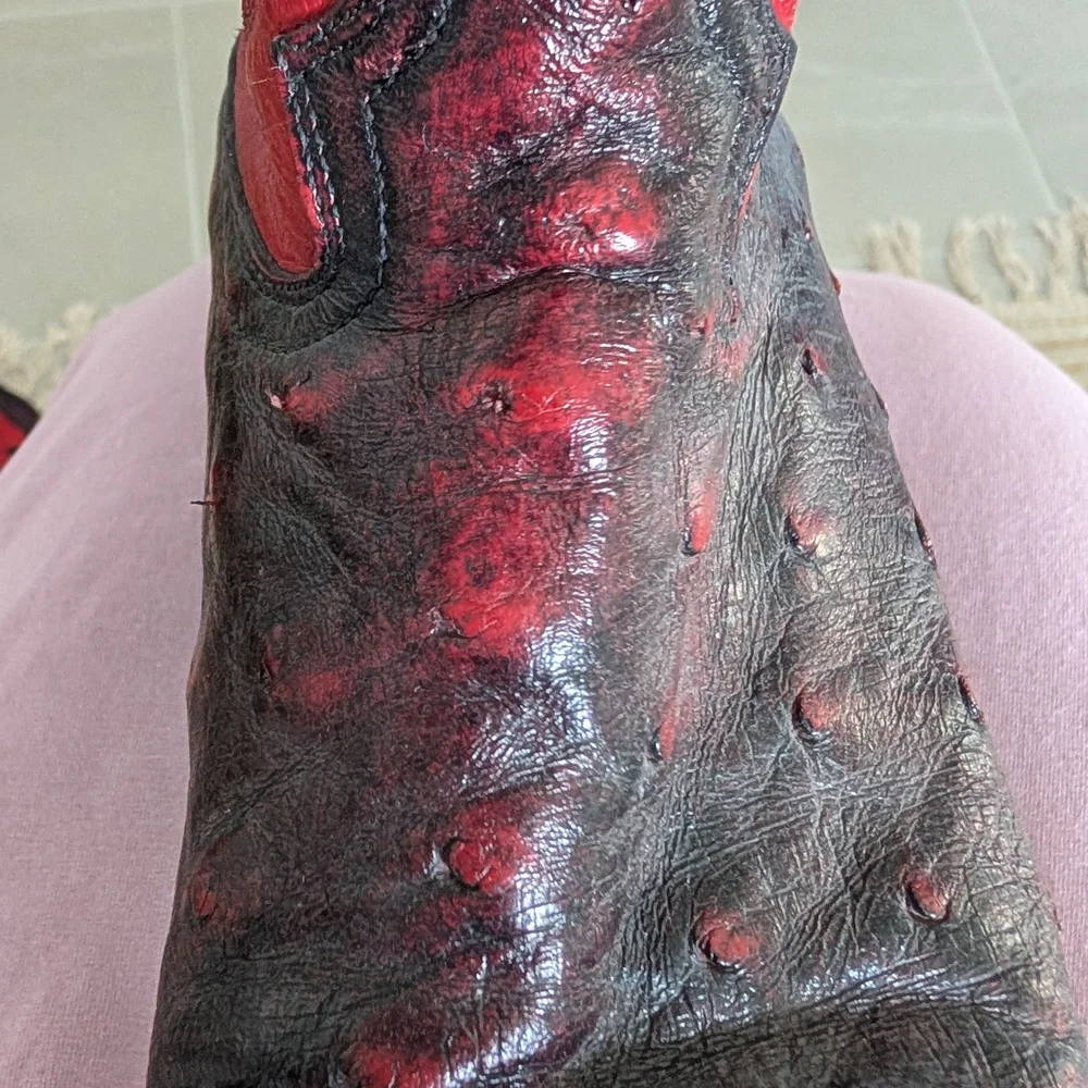 Jurassic Boots Co. Black and Red Leather Cowboy Boots - Picture 11 of 12